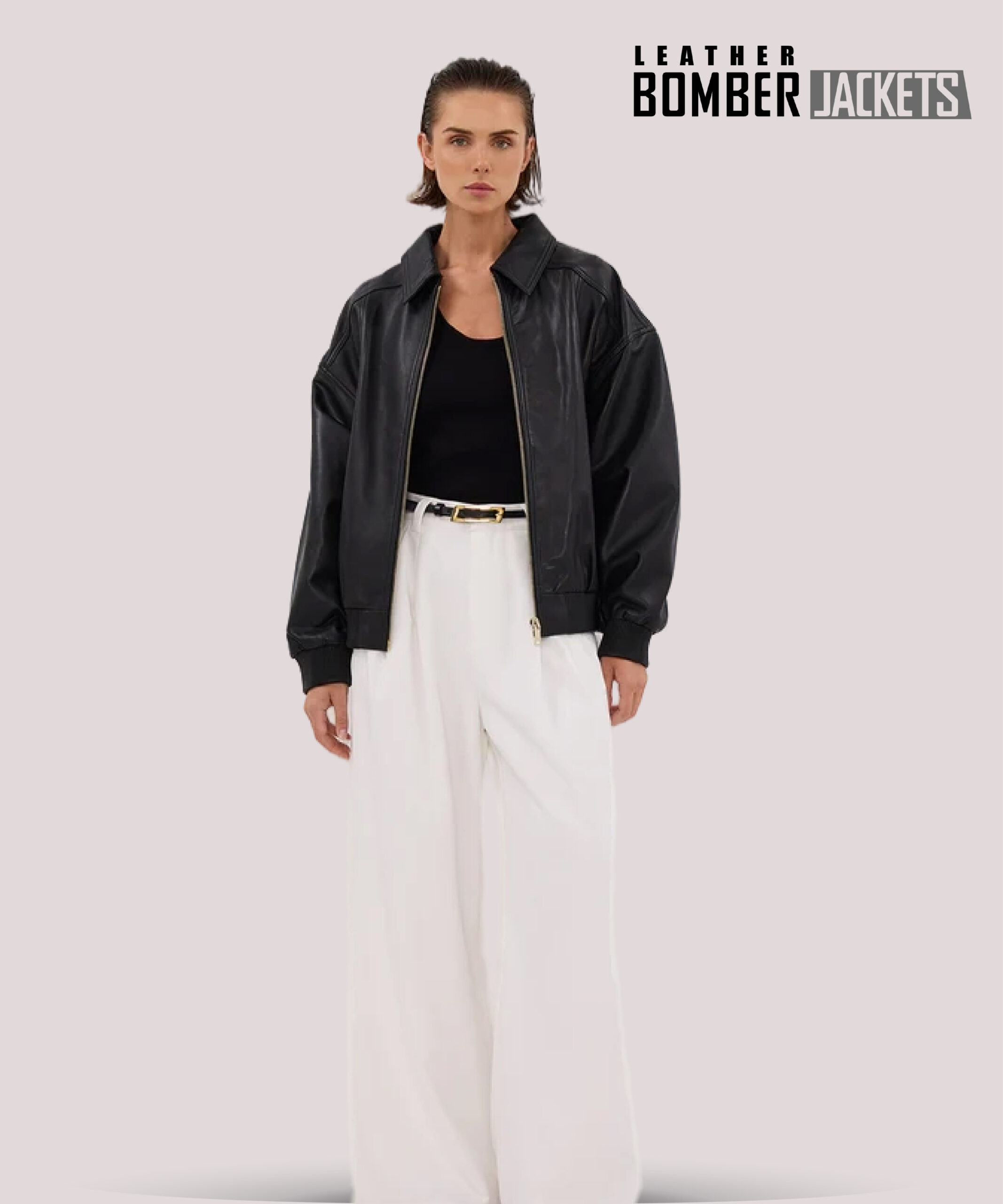 Front-view-of-black-oversized-leather-bomber-jacket-vintage-streetwear-outerwear-relaxed-fit-collared-neckline-shop-online-now-scaled.