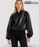 Authentic-Sandra-Bullock-black-bomber-leather-jacket-with-elasticated-waistband-sleek-silhouette-and-premium-leather-perfect-for-urban-womens-fashion