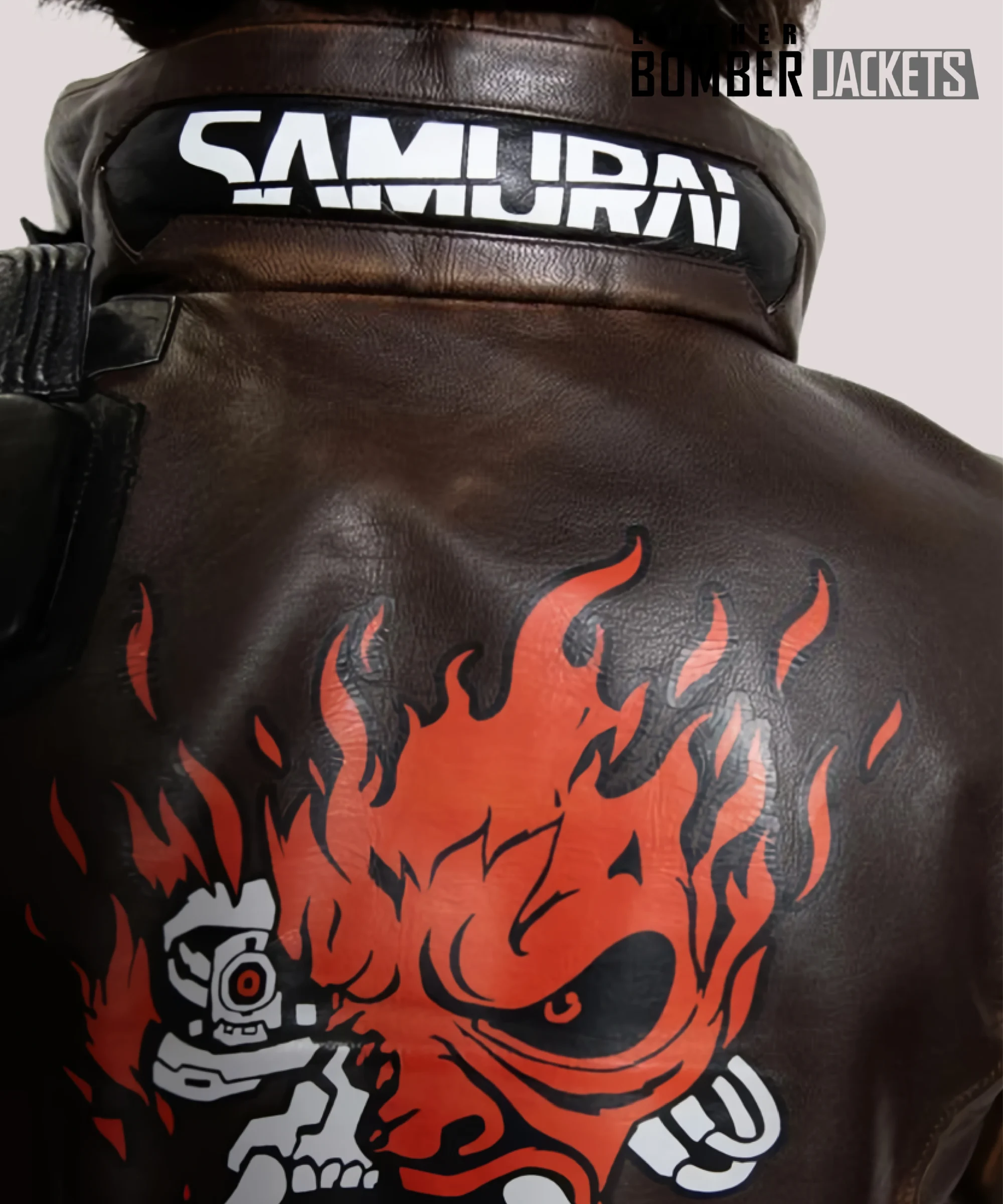 Brown-Cyberpunk-Samurai-Jacket-with-handcrafted-goatskin-leather-bold-samurai-graphics-and-cyberpunk-bomber-design-ideal-for-fans-of-Cyberpunk-2077-style