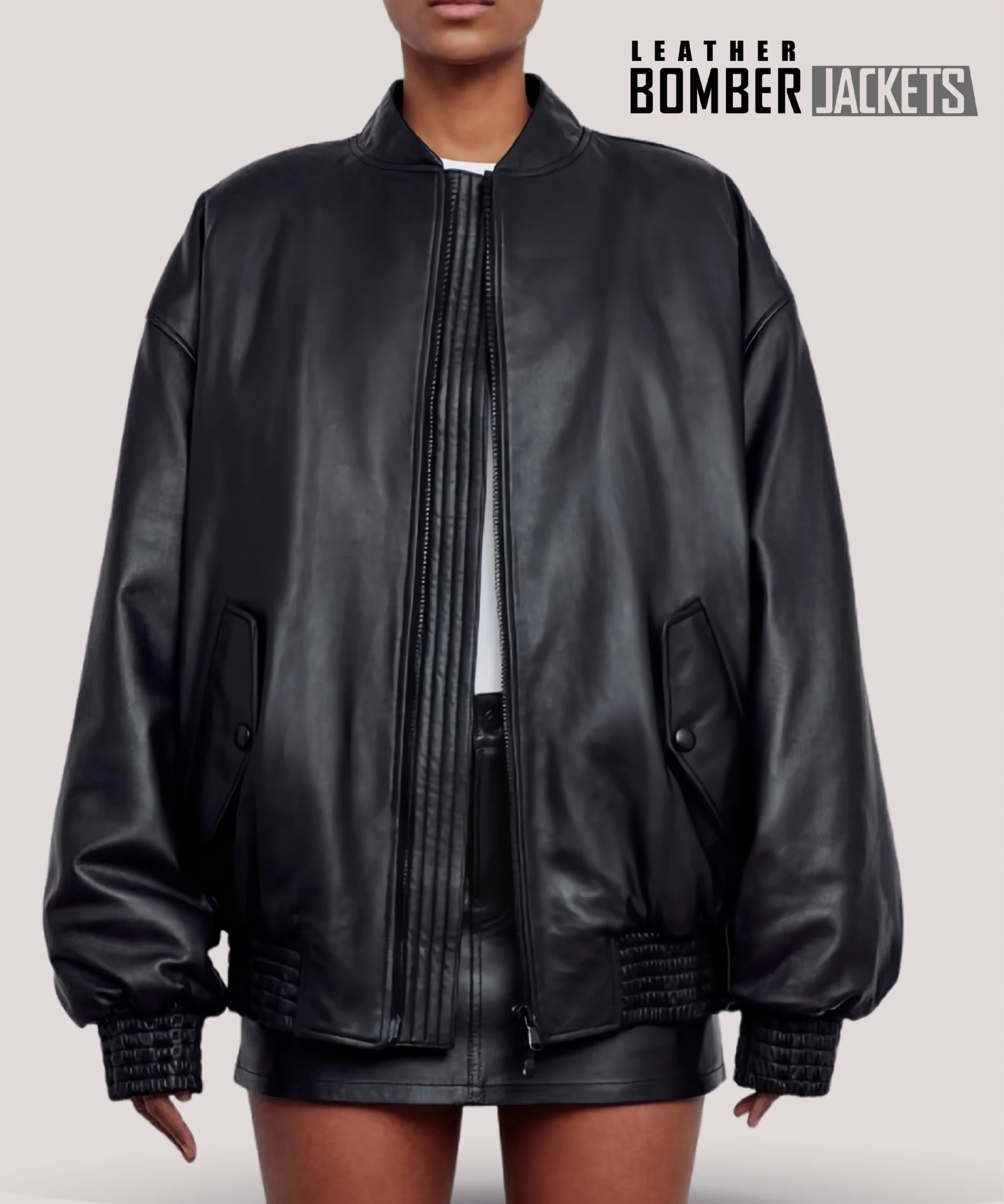 Buy Selena Gomez Black Leather Bomber Jacket – 50% Off Today