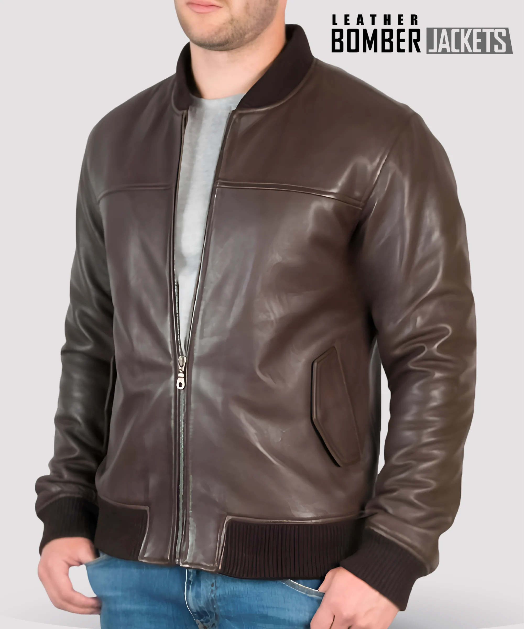 Premium-mens-brown-leather-flight-jacket-in-soft-supple-leather-with-rib-knit-collar-and-cuffs-ideal-for-autumn-and-winter-outerwear-layering