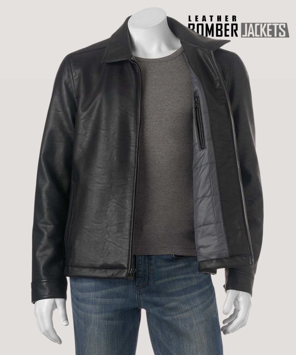 Side-view-of-Tony-Soprano-leather-jacket-displays-smooth-genuine-leather-texture-and-structured-fit-with-two-waist-pockets-and-sharp-stitching-detail