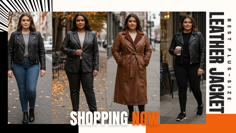 Chic plus size faux leather jacket for women, featuring a belted waist and moto-style details. A stylish pick from ladies leather coats plus sizes collection.